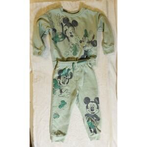Disney Minnie and Mickey Toddler Girls Pullover & Jogger Set-Laurel Green-2T Kid